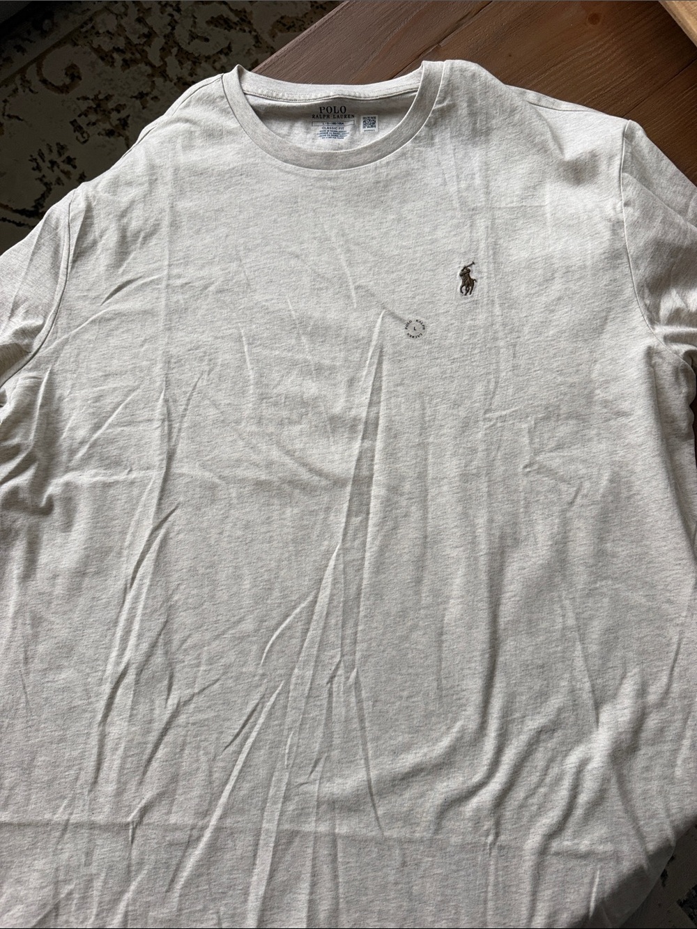 Polo by Ralph Lauren Men’s Crew Neck Tee - Heather Light Gray/ heathered tan